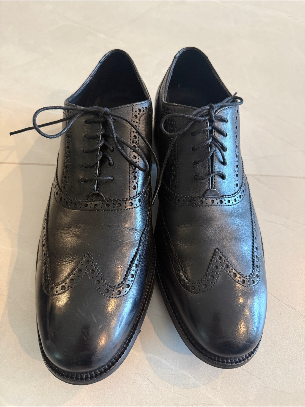 Cole Haan Men's Black Leather Wingtip Derby Oxfords